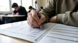 A student demonstrating the la pour aspect during a high-stakes exam
